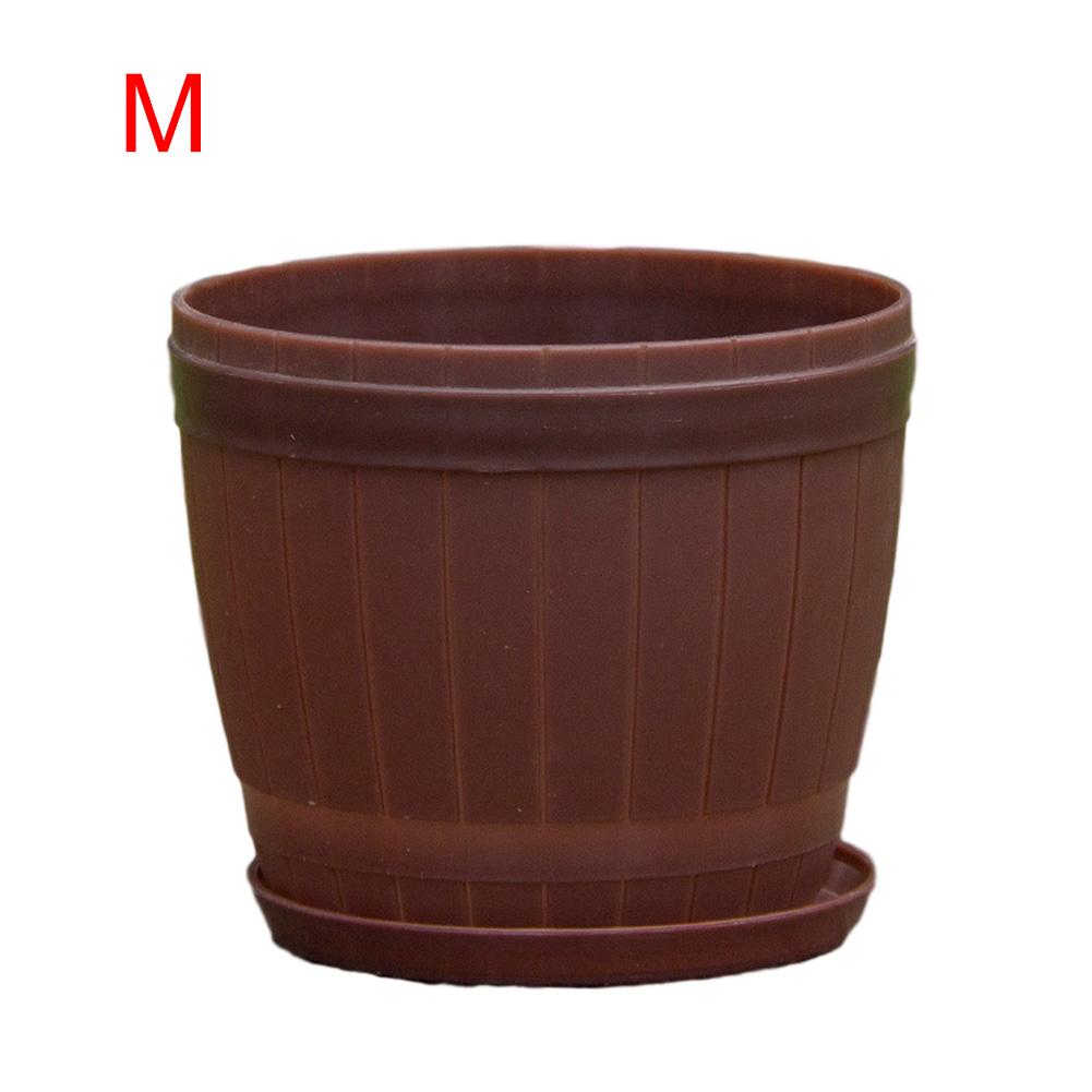 Planteur en plastique coloré Pot de fleur plaques ensemble Pots de plantes conteneurs de jardinage avec des trous de drainage garder le sol drainé et ventilé: Brown / Large