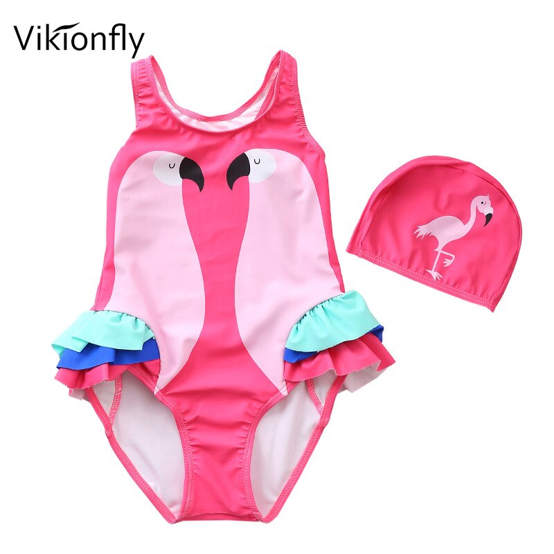 Vikionfly Kinderen Dier Badmode Meisjes Badpak Een Stuk Ruche Eenhoorn Badpak Strand Zwembad Zwemmen Pak Met Cap