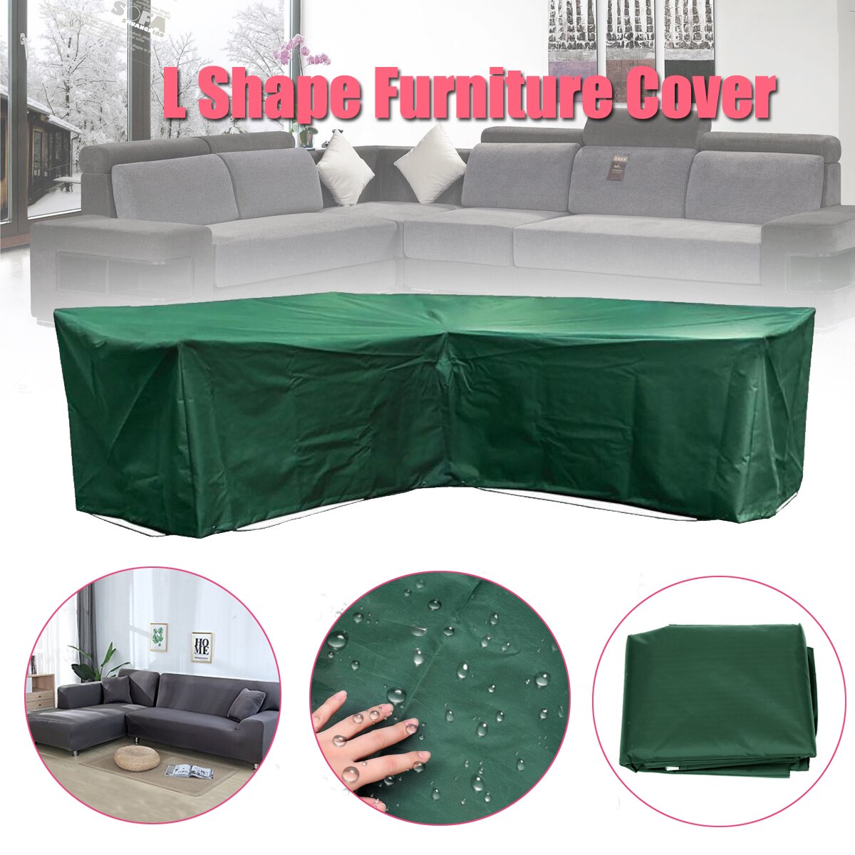 Juegos de tela impermeable para muebles de exterior, cubierta protectora de poliéster a prueba de polvo, para sofá, color negro