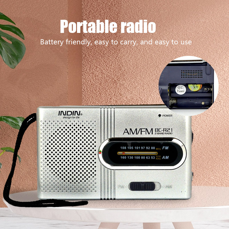 1PC Portable Mini Radio Handheld Dual Band AM FM Music Player Speaker with Telescopic Antenna Outdoor Radio Stereo