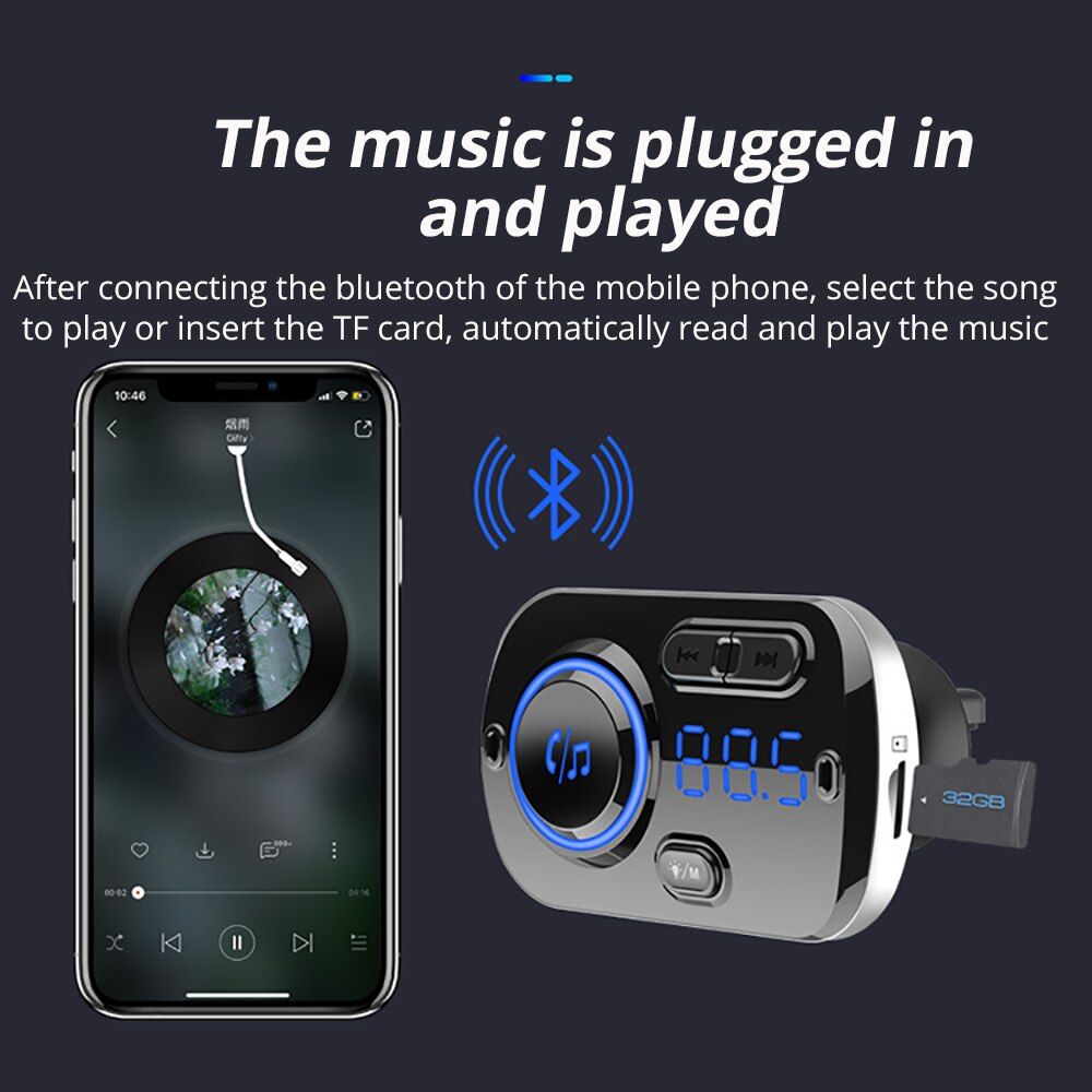 BC49BQ Bluetooth Car MP3 FM Charger Auto Charging adapter Car carregador portable charger microphone AUX hands free 9V 24V