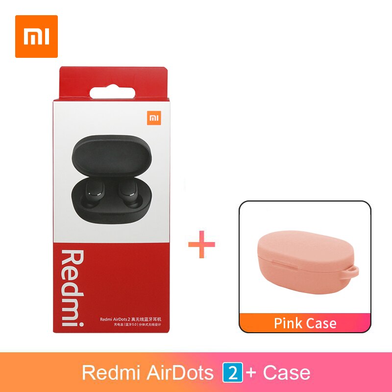 Xiaomi Redmi Airdots 2 Airdots S TWS Bluetooth 5.0 Earphone Stereo bass With Mic Handsfree Earbuds AI Control: Add Pink Case