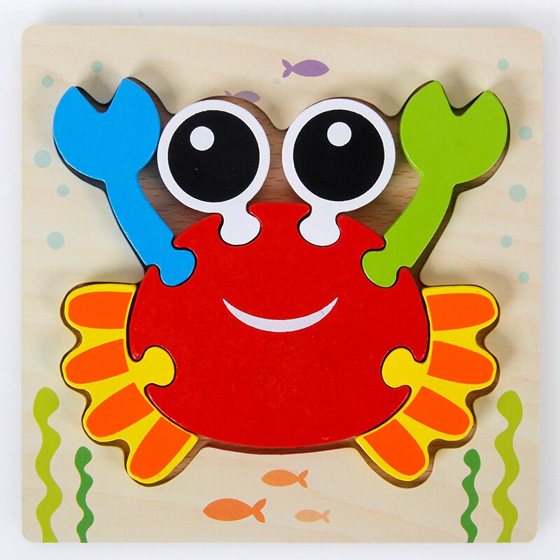 Creativo Per Bambini Puzzle di Legno Prima Infanzia Giocattoli Educativi 3d Puzzle Di Sviluppo di Intelligenza del Giocattolo: crab