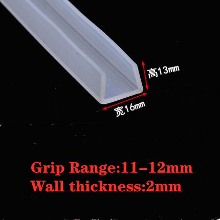 2 meters U-channel Silicone rubber shower door glass sealing tape Edge trim weathering edge guard: 16X13