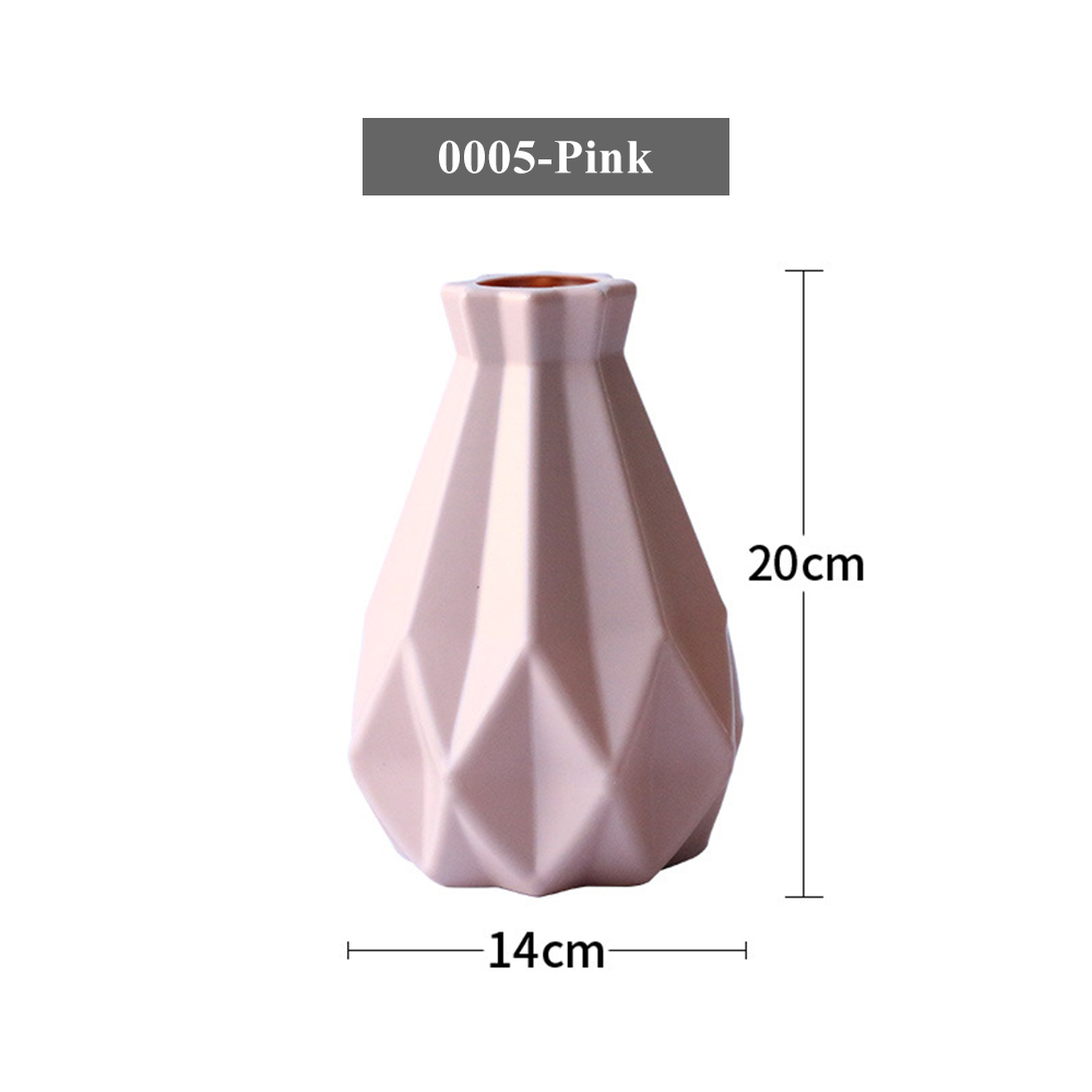 1Pce Nordic decorative vase imitation ceramic flower basket plastic vase decorative ornament flower pot vase ornament: 0005 Pink