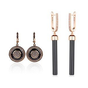 585 Rose Gold Ohrring setzt Für Frauen Elegante Schmuck Schwarz Keramik Ohrringe Mit Kristall Glänzende Hochzeit Engagement Party: Ursprünglich Titel