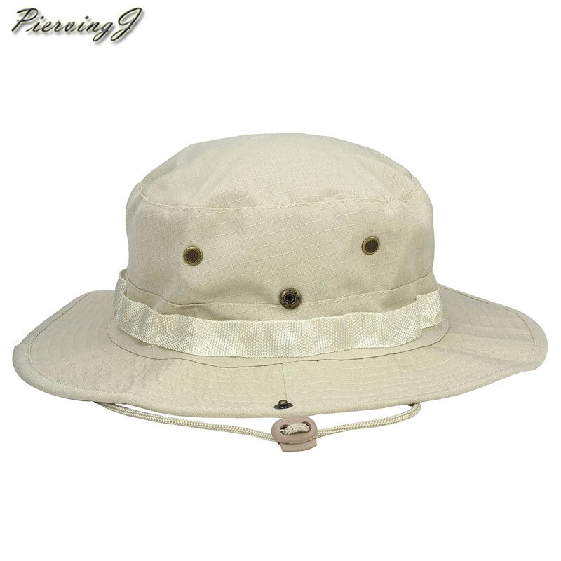 Sombrero para el sol, panamá, con solapa, transpirable, boonie multicam, estilo nepalí, camuflado, para pesca al aire libre, ala ancha, con cordón.: 1pc beige