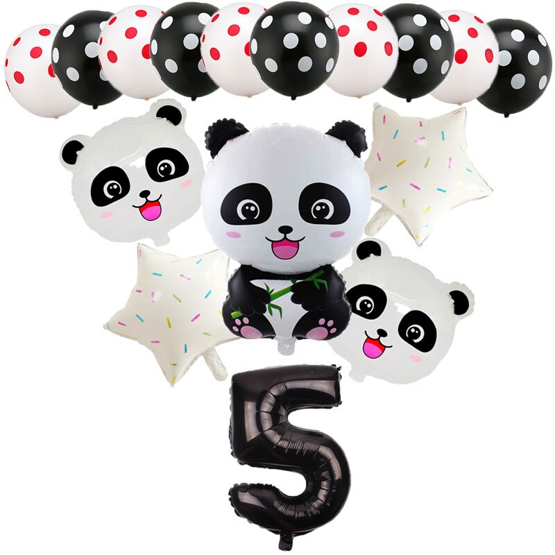 16Pc Panda Verjaardag Folie Ballonnen Verjaardagsfeestje Decoratie Kids Bamboe Bos Dier Opblaasbare Ballon Baby Shower Decor Globos