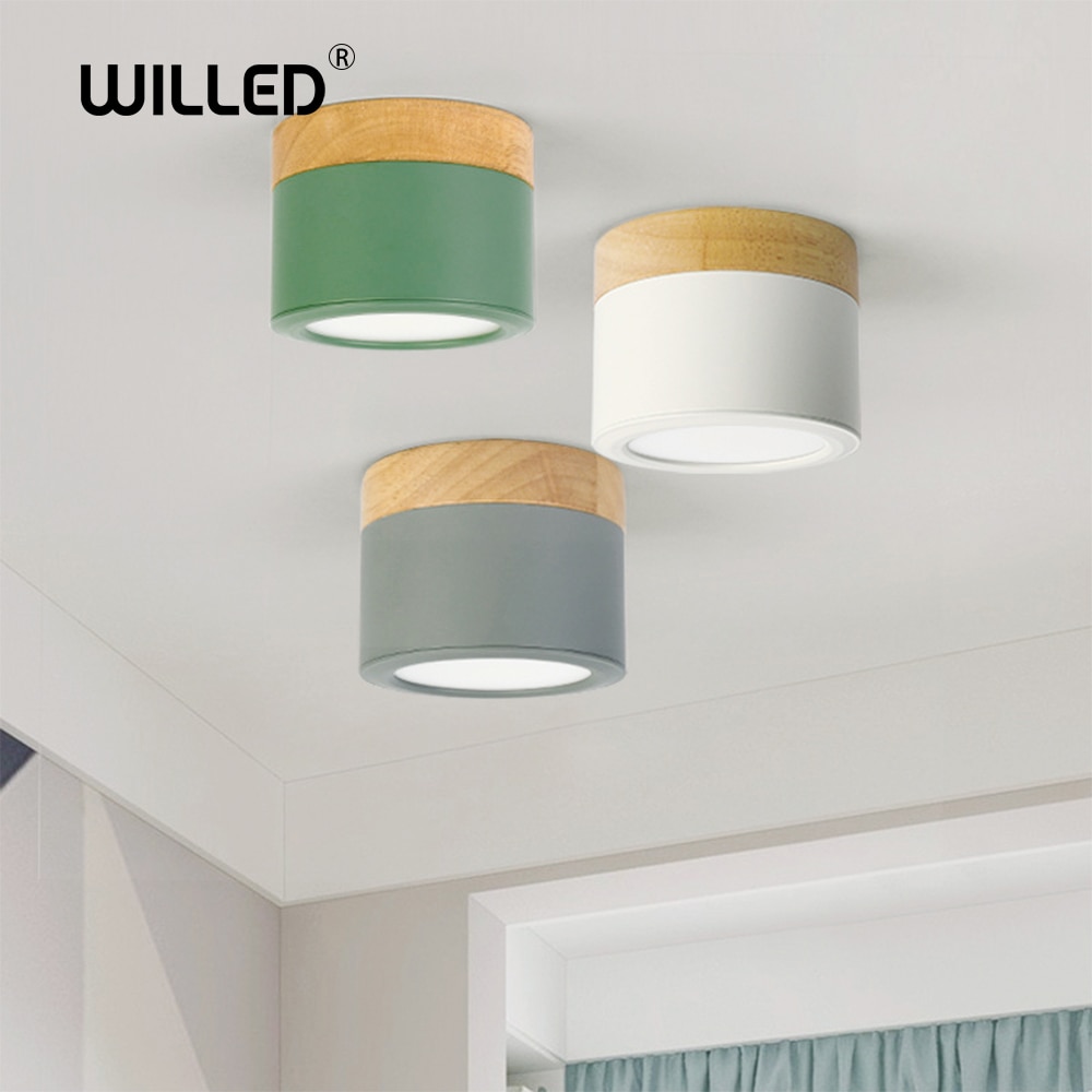 Bois 5 w led downlight plafond lampe en bois spot Spots lampes Luminaires vivant Vers Le Bas lumières Nordique Fer pour allée