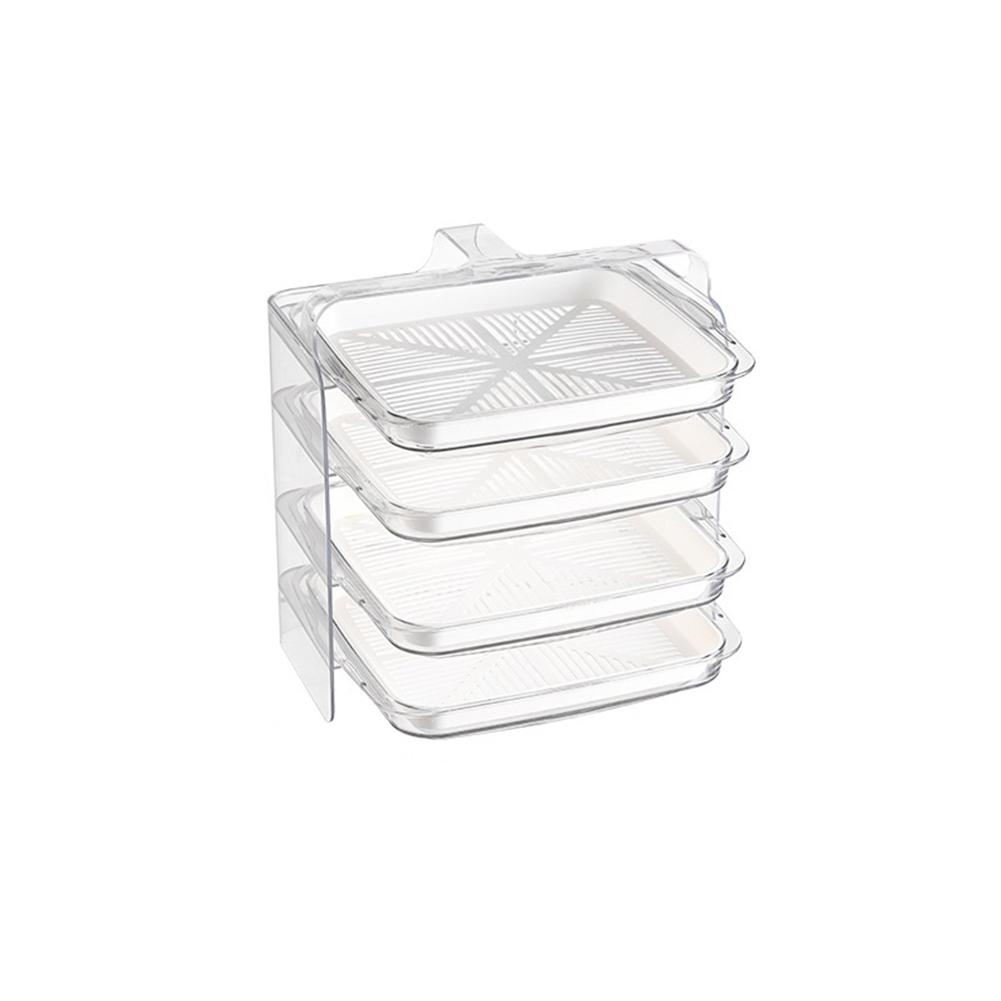 Kitchen Preparation Plate Organizer 4-Layer Cooking Dishes Tray Multi-Functional Wall Mount Racks Kitchen Organizer and Storage: PET Dish White