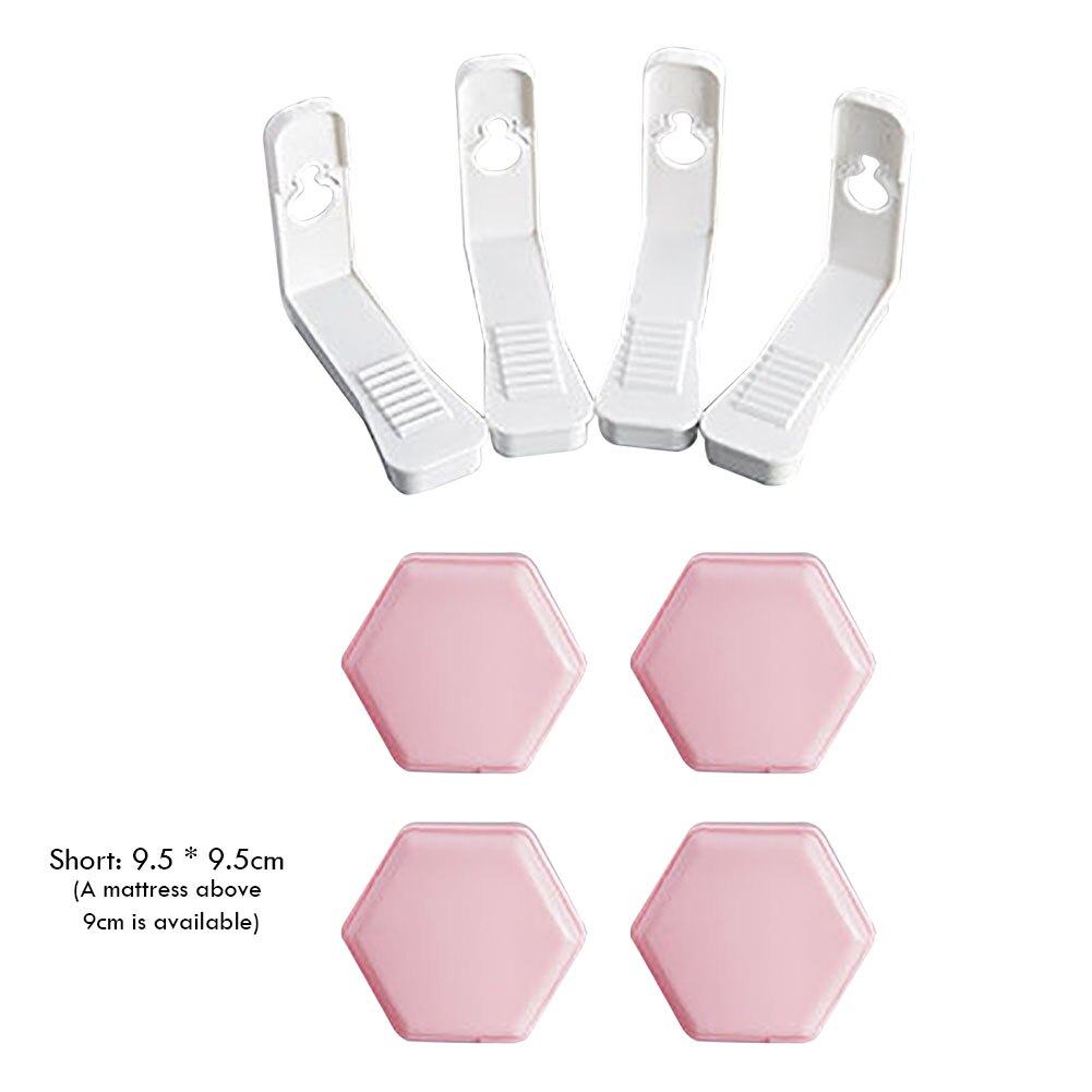 Multifunktions klädnypor 4 st/set madrass påslakan halkfri fast klämhållare plast lakan clip sheet: Rosa-kort