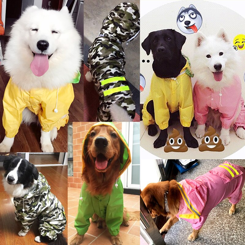 Mono impermeable para perros, abrigo de lluvia para mascotas, chaqueta impermeable para Labrador, Golden Retriever