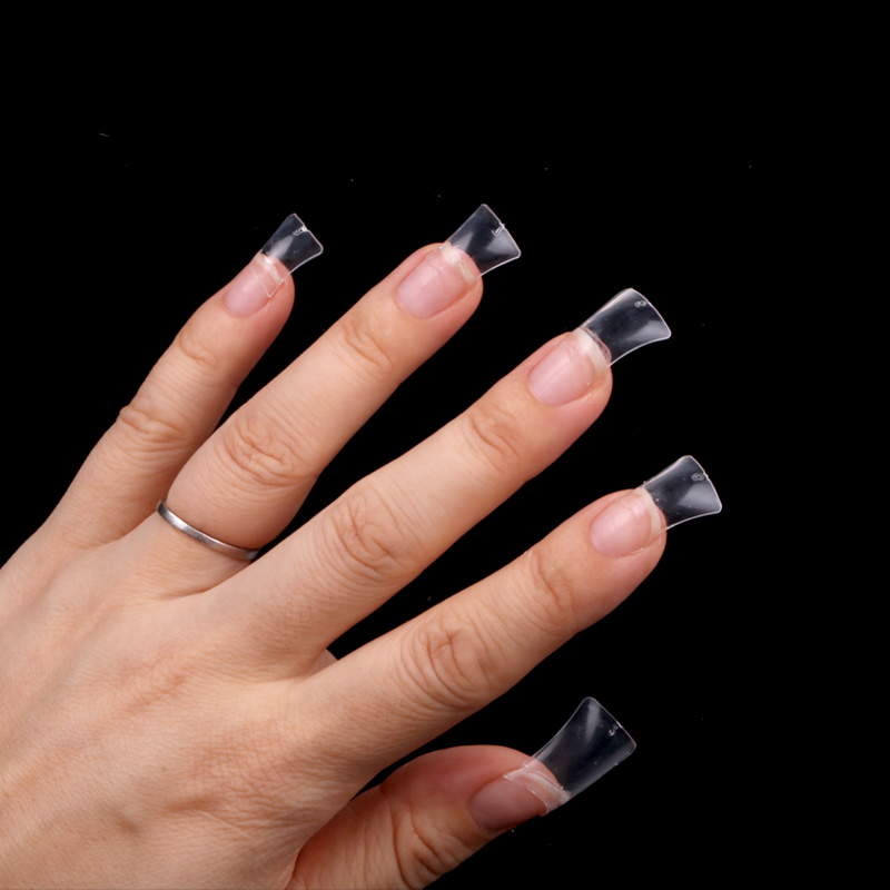 Extensiones de uñas postizas de pato de pico corto, media punta acrílica Natural transparente, manicura francesa, 500 unids/lote por bolsa