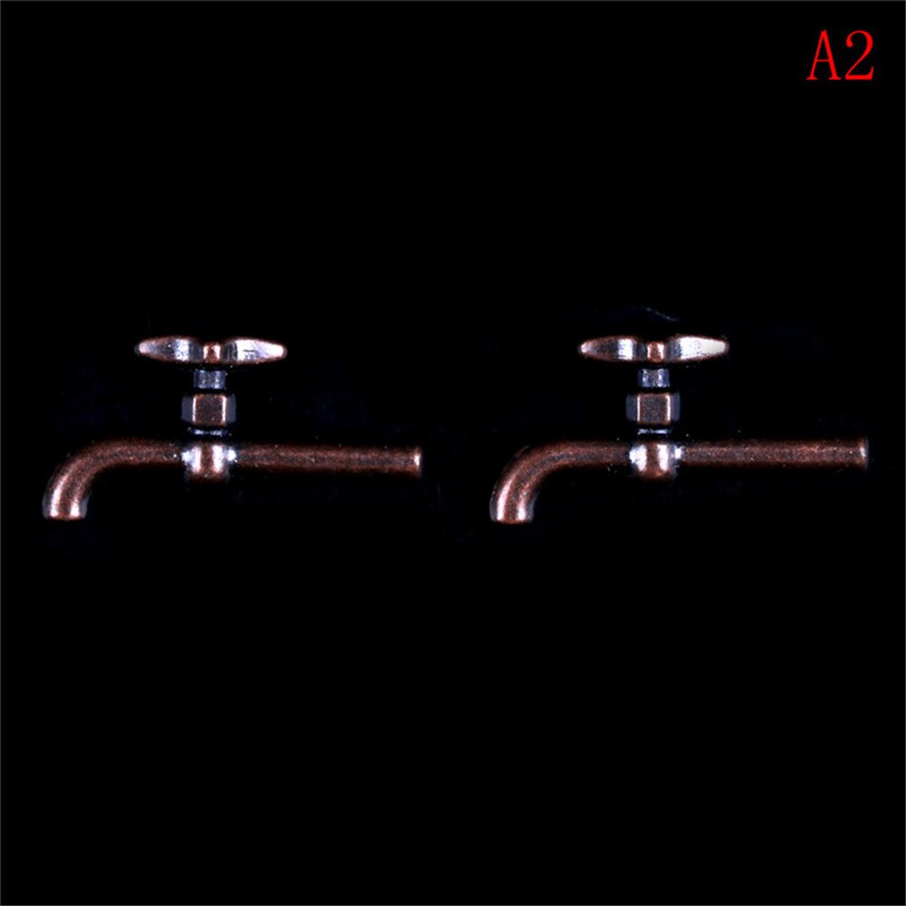 2PCS 1:12 Miniature Metal/Plastics Water Tap Faucet Dollhouse Bathroom Accessories Dollhouse Miniature Faucet 10 styles: A2