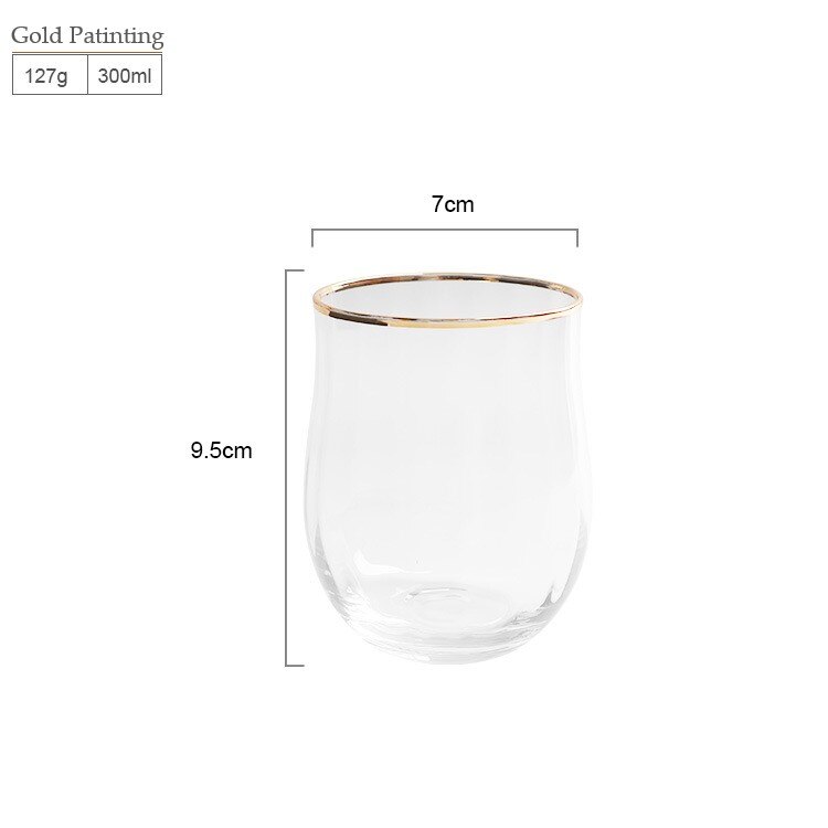 Ins Tulip Wine Glass Lead Free Glass Gold Painting Colourful Champagne Juice Cup Simple Wine Cup Crystal Glass: 001