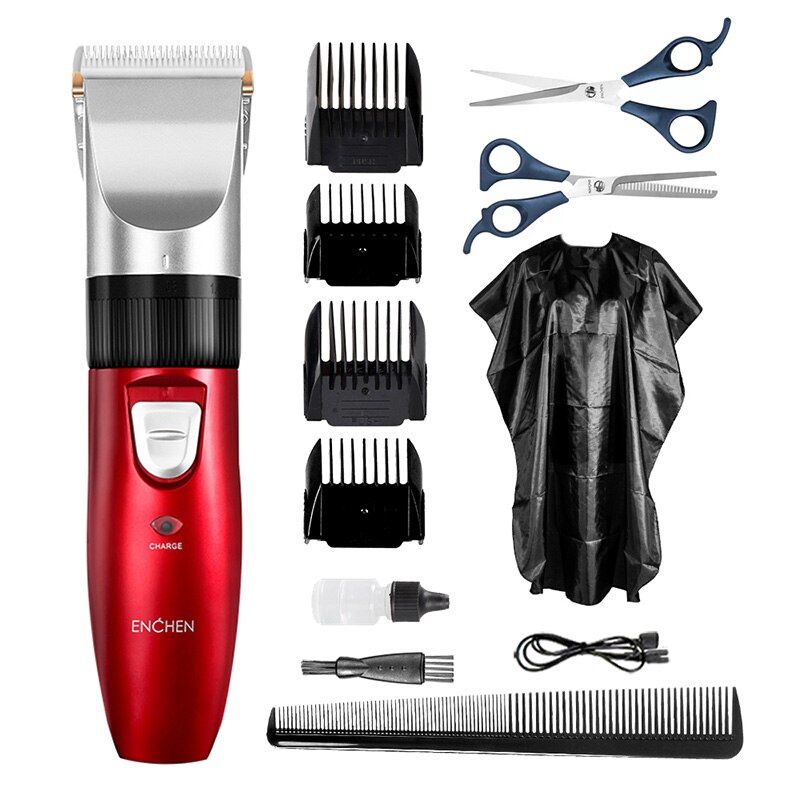 ENCHEN Men's Electric Hair Trimmer Kit Cordless Hair Cutter Machine USB Rechargeable Clipper Barber Haircut Machine: Red Type B