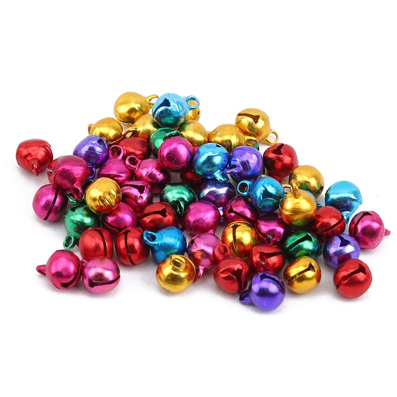 50 Stks/set Diy Kerst Bells Hangers Bedels Jingle Ijzer Kleurrijke Losse Kralen Tiny Klokken Opknoping Hanger Craft Decor