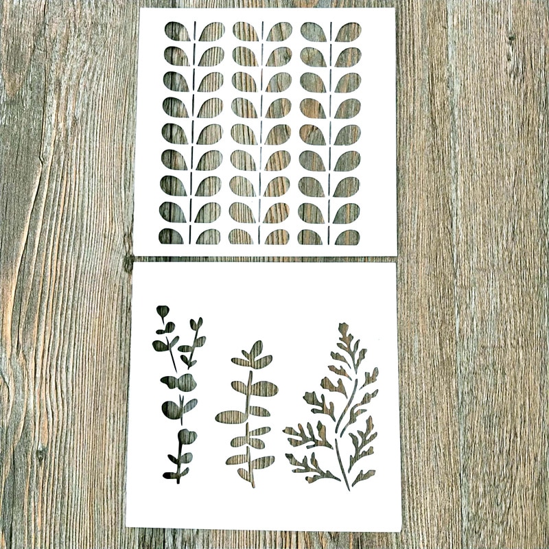 2 Stuks 14Cm * 14Cm, Eucalyptus Blad Stencil, Geometrische Blad Sjabloon Voor Spuiten, Stempelen, ambachtelijke Projecten, Home Decor #741