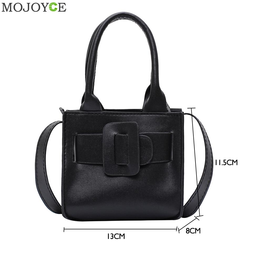 Frauen PU Leder Schulter Crossbody Totes Taschen Damen Mini fest Farbe Bote oben-handhaben Handtasche