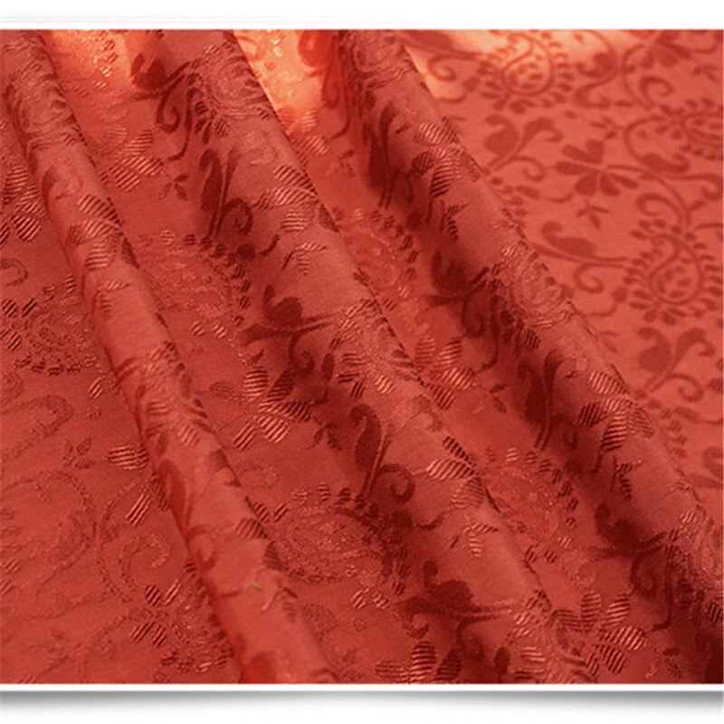 CF1053 Chinese Traditional Silky/Cotton Fabric Chinese Wedding Clothing Flowers Jacquard Orange Red Fabrics DIY Materials