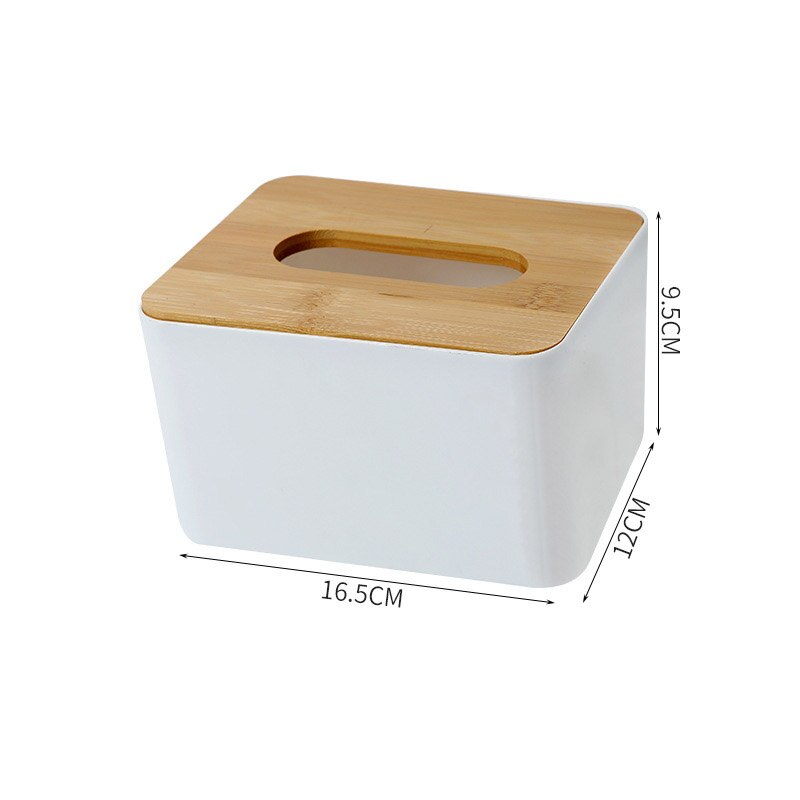 Plastic Tissue Doos Hout Bamboe Tissue Box Cover Ronde Witte Auto Tissue Houder Doos Voor Keuken Badkamer Wc Servet Container: Rectangle S