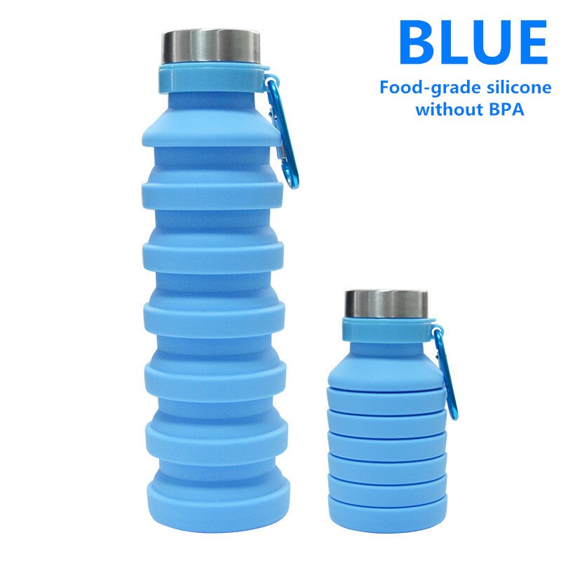 470 ml/550 ml bærbare silikone vandflaske, der kan trækkes tilbage sammenfoldelig kaffeflaske e udendørs rejseværktøj sammenklappelige sportsflasker: 3