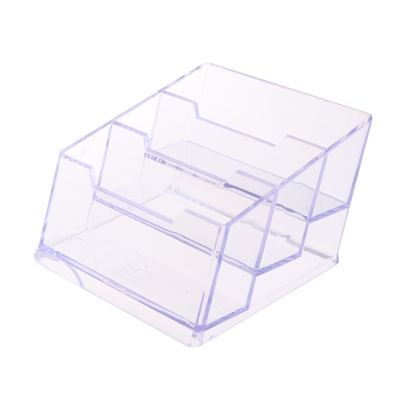 3-Tier Clear Acrylic Plastic Office Desktop Business Card Holder Storage Box Stationery storage supplies