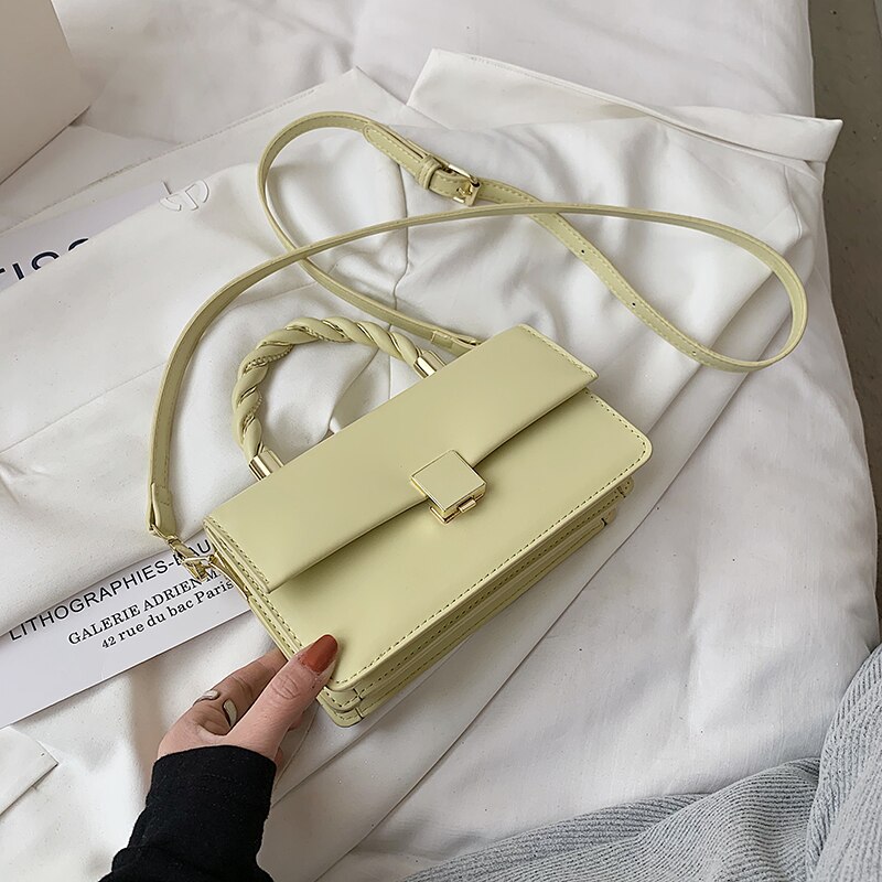 Vrouwelijke Kleine Luxe Crossbody Tassen Voor Vrouwen Kleine Handtas Pu Lederen Handtas Dames Met Handvat: YELLOW