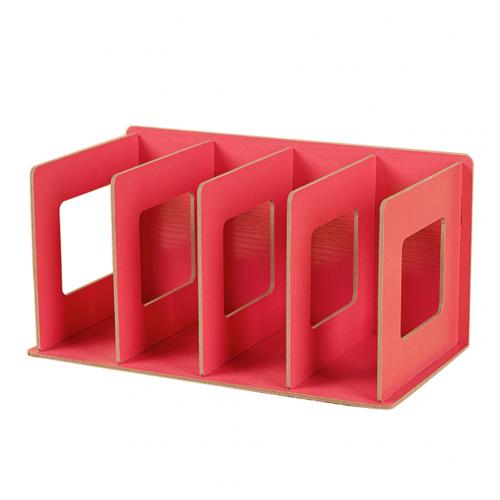 Estantería Simple de varios niveles para libros, estante de almacenamiento original de 4 rejillas para libros y artículos diversos, gabinete de madera DIY, estante de escritorio para libros para niños y el hogar: RED
