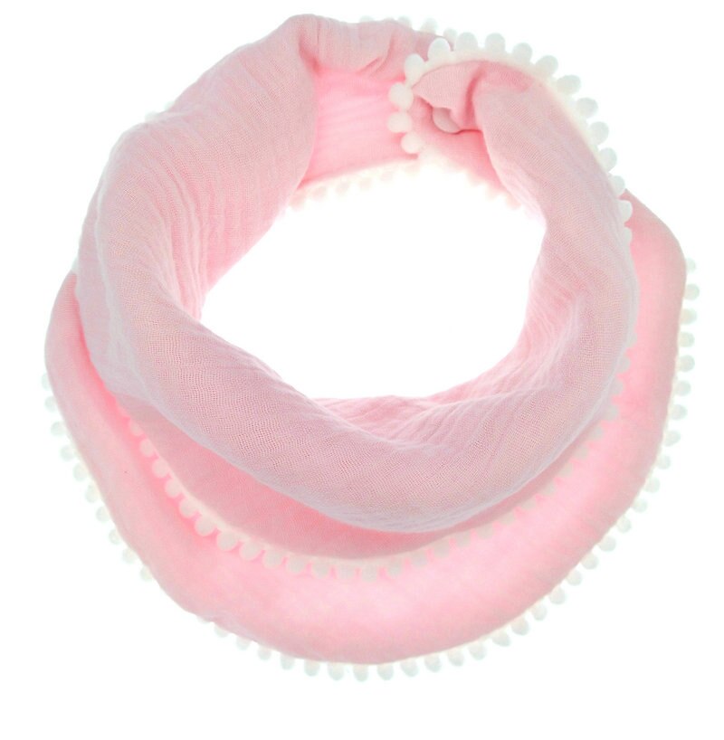 Bibdanna | Katoenen Mousseline Bib | Pompom Bibdanna | Shabby Chic | Baby Meisje | Geslacht Neutrale: light  pink8