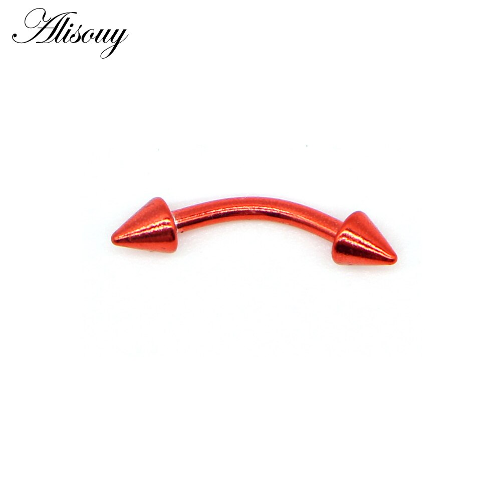 Alisouy 1pcs 16G Titanium Anodized Stainless Steel Body Jewelry Helix Piercing Ear Eyebrow Jewelry Nose Lip Captive Rings: E Red
