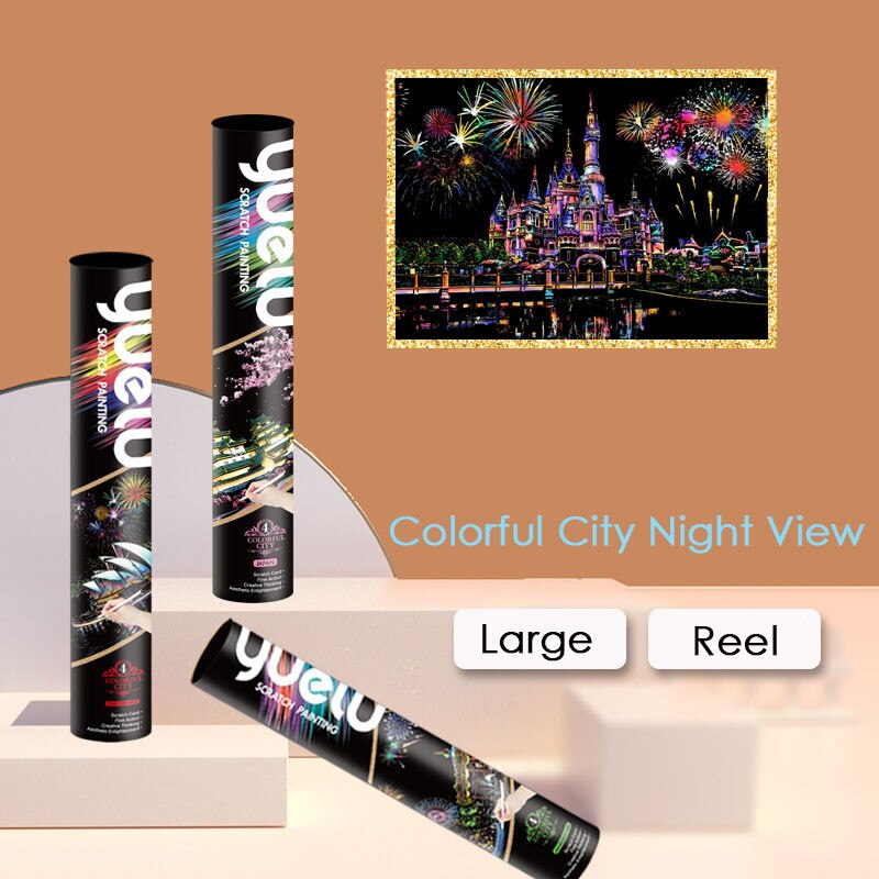 Diy Handleiding Schrapen Schilderij Grote 75*52Cm Reel Wereldberoemde Lanscape Building Night View Kras Schilderen Papier tekening Speelgoed