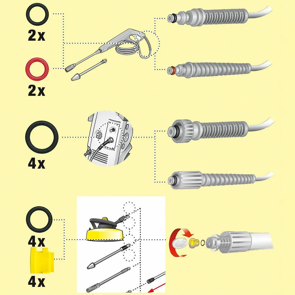 22 Uds para Karcher K2 K3 K4 K5 K6 K7 boquilla de lavadora de alta presión junta tórica sello C Clip Set 2,640-729.0 piezas de arandelas a presión