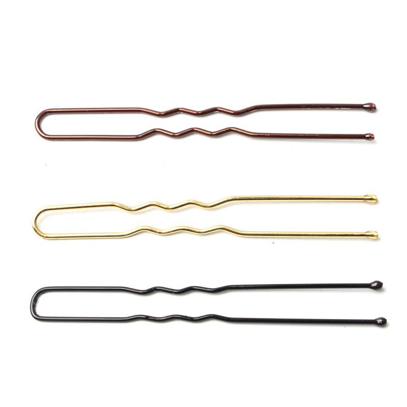 Horquilla básica de Metal chapada en oro y marrón en forma de U, horquilla Invisible para estilismo del cabello, accesorios para el cabello de salón, agarre seguro para el cabello