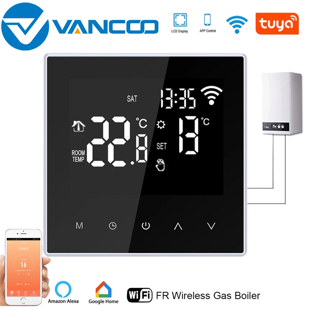Vancoo Tuya WiFi Smart Thermostat 220V for Electric Floor Heating Water/Gas Boiler Temperature Remote Controller LCD Display