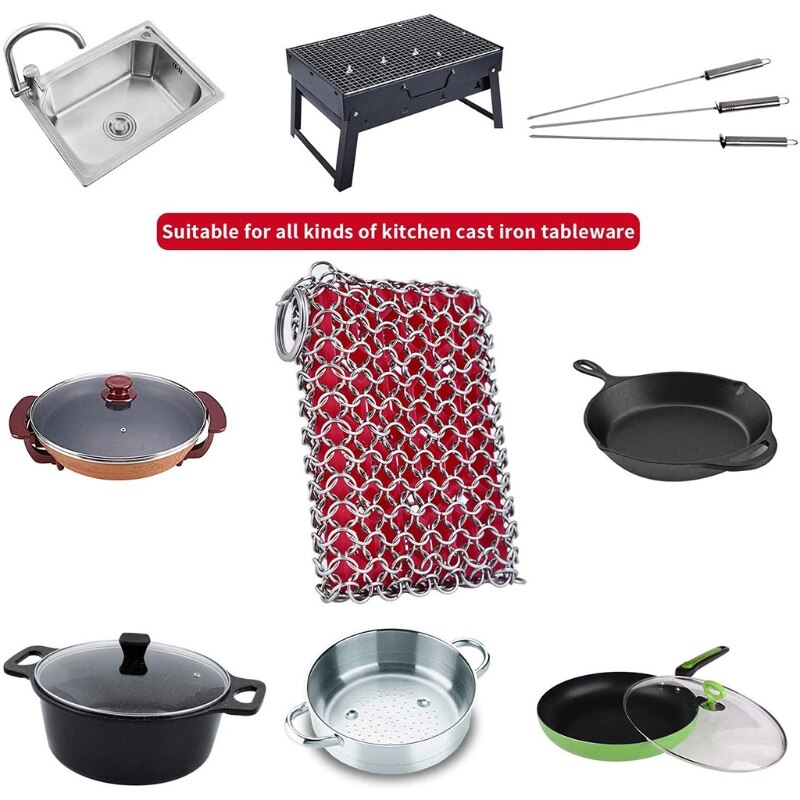 Kitchen Accessories Cast Iron Stainless Steel Cleaner With Silicon Brush H3CC