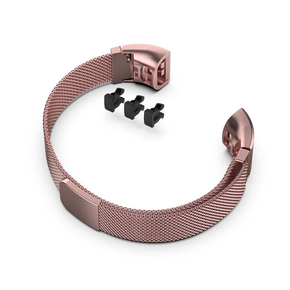 Rustfrit stål armbånd smart armbåndsrem til huawei band 4 pro ter -b29s: Rose guld