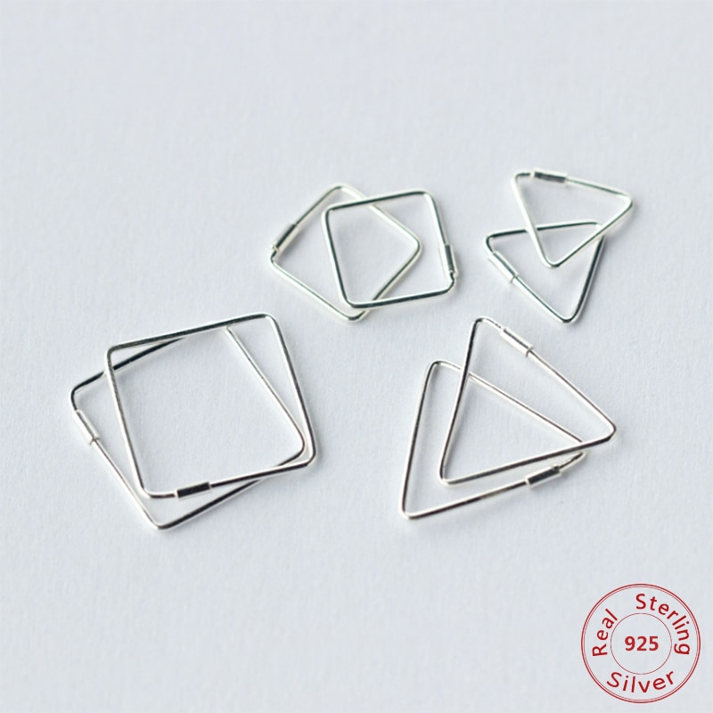 Trendy Geometrische Driehoek Ronde Vierkante Stud Oorbellen Voor Vrouwen 925 Sterling Zilveren Oorbellen Eenvoudige Sieraden
