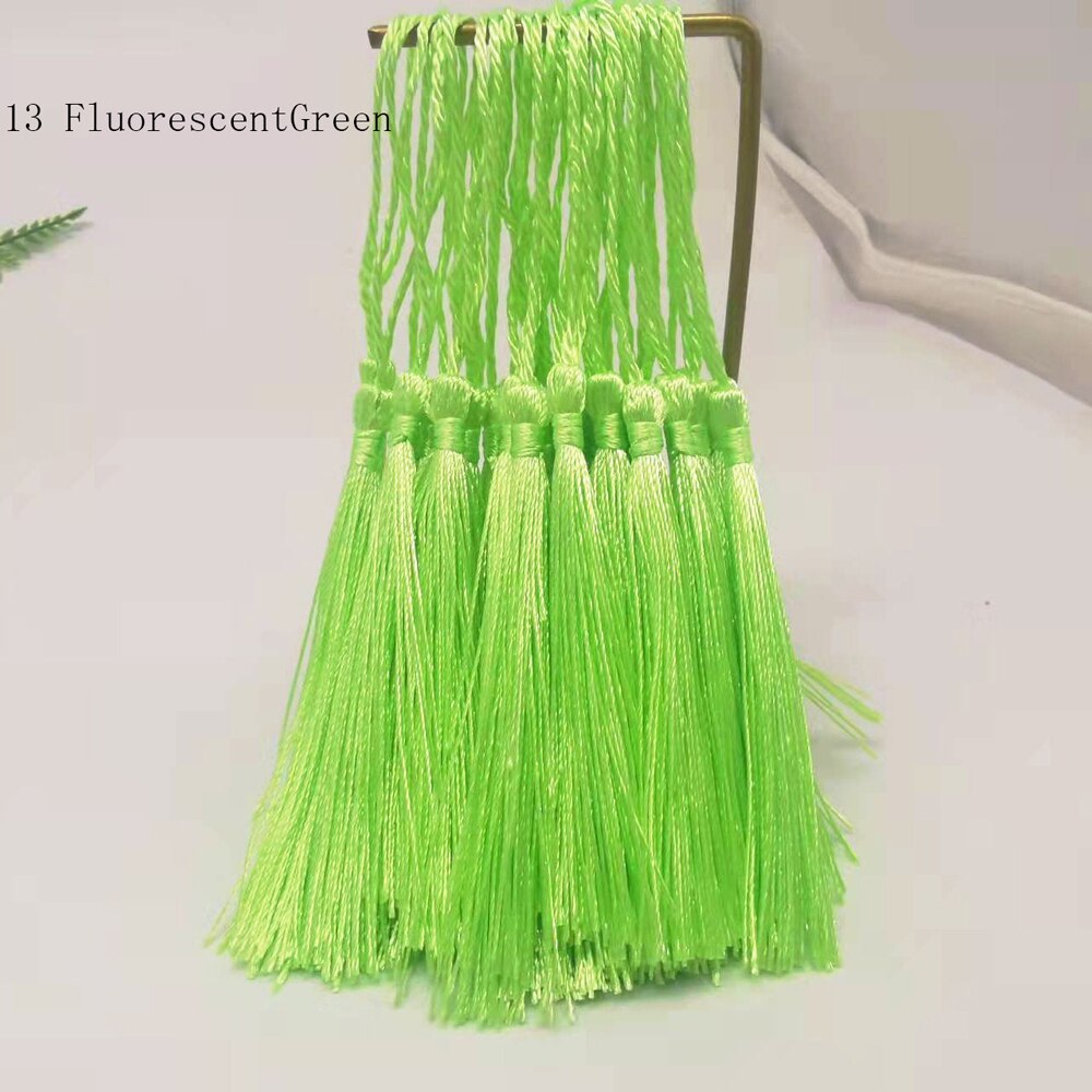 100pcs/lot 8cm Vertical Tassel Fringe Pendant DIY Party Hanging Ring Cords Tassel Curtain Home Decoration Tassel Lace: 13 F-Green 100pcs