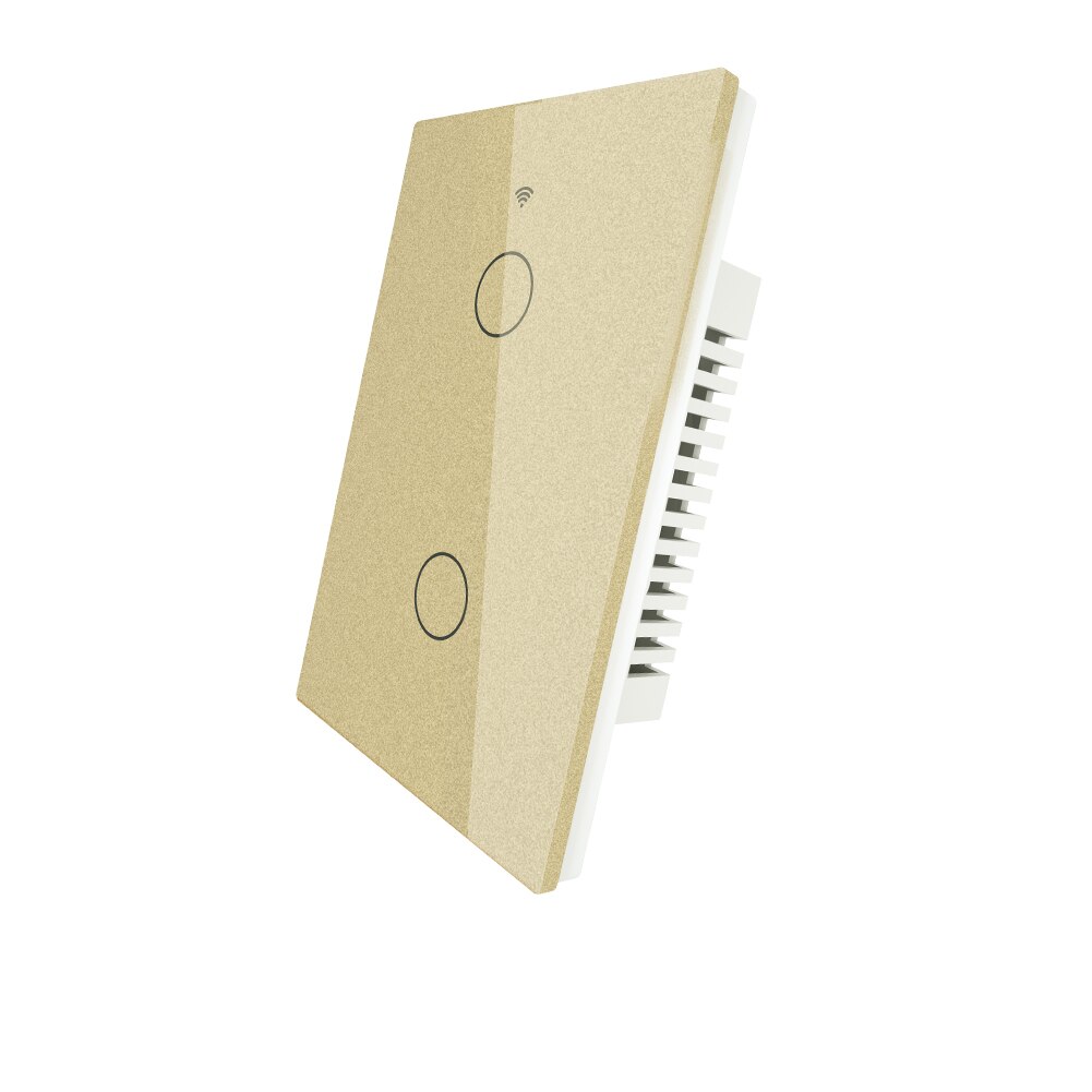 WiFi Smart Light Switch RF433 No Neutral Wire Single Fire Smart Life Tuya App Control Works with Alexa Google Home 110V 220V: 2 Gang Gold / 110V