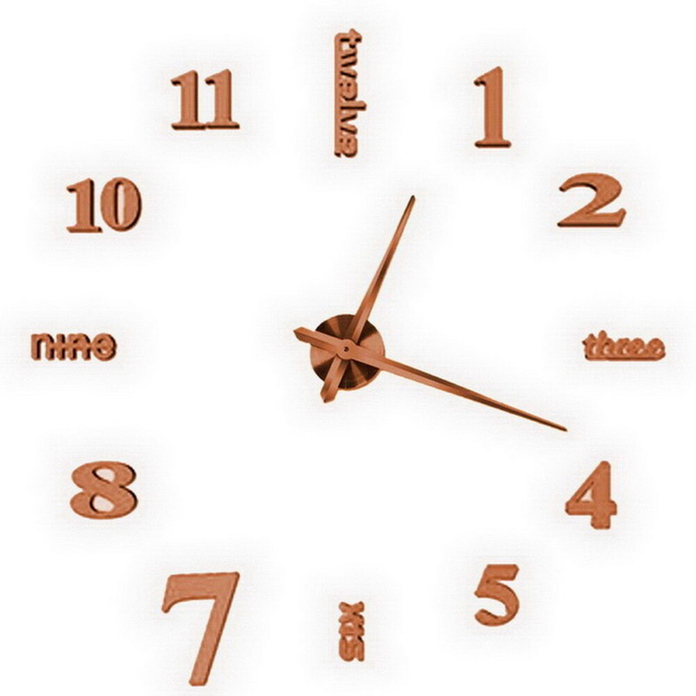 3d spiegel stille klok diy digitale klok woonkamer slaapkamer decoratie  tp899: Bruin