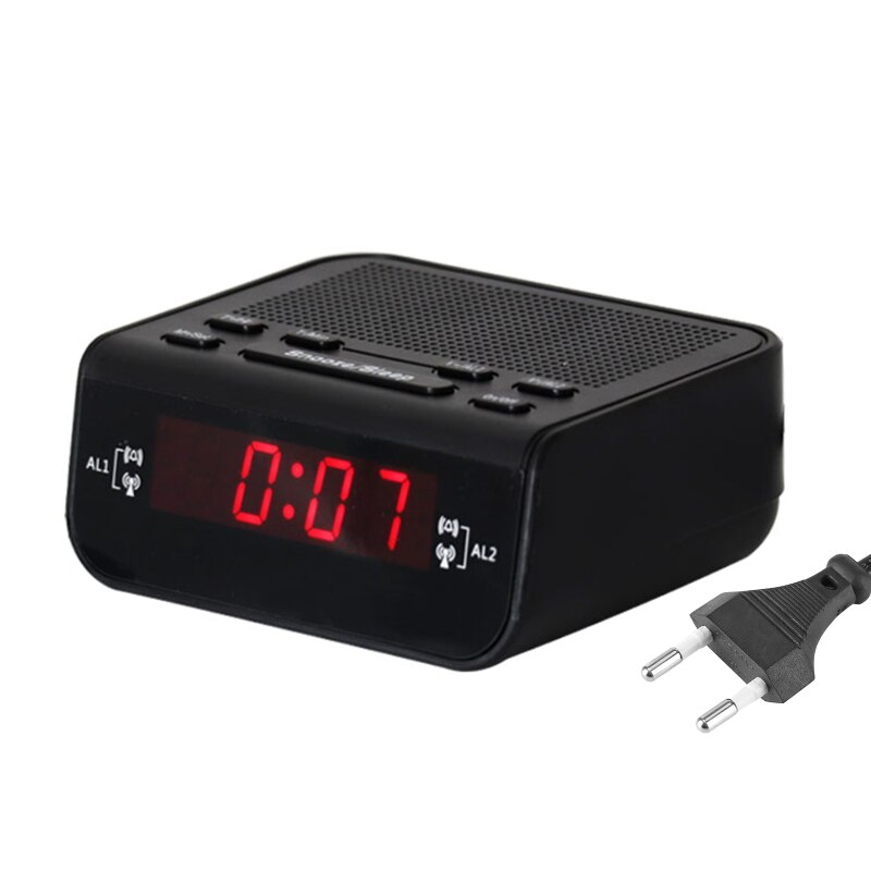 Digital LED Alarm Clocks Radio Modern Red LED Time Display Clock FM Radio Dual Alarm Buzzer Snooze Sleep Radio AC EU Plug