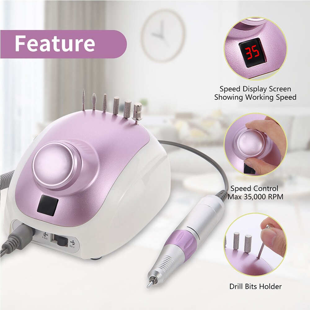 Elektrische Nail Boor Machine 32W 35000Rpm Voor Manicure Machine Boren Nail Frees Apparatuur Nail Pedicure File Gereedschap