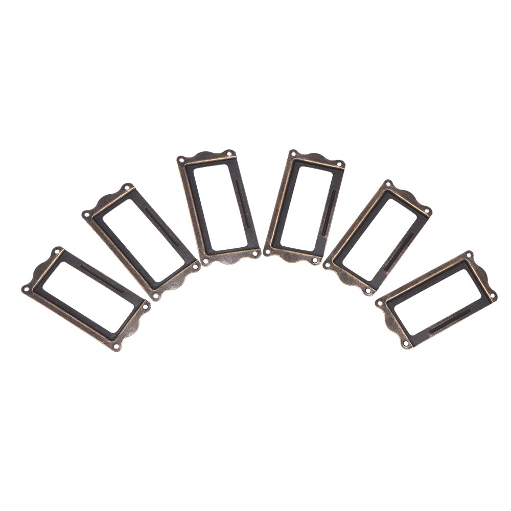 10pcs Antique Brass Handle Label Pull Frame Name Card Holder Cabinet Drawer Box Case Knob For Furniture Hardware