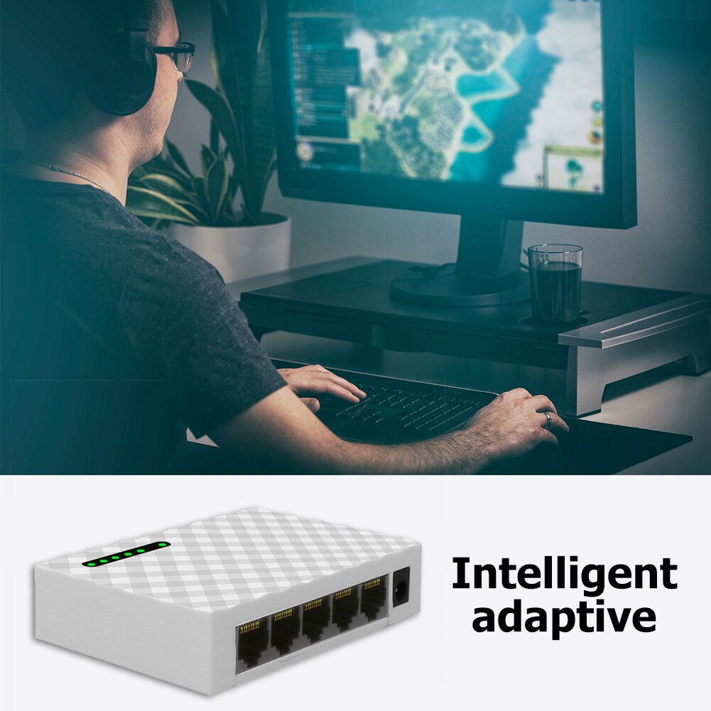 Mini 5 porte Desktop 1000 Mbps Switch di rete Gigabit Fast RJ45 Switcher Ethernet adattatore Hub di commutazione LAN scambio Full duplex