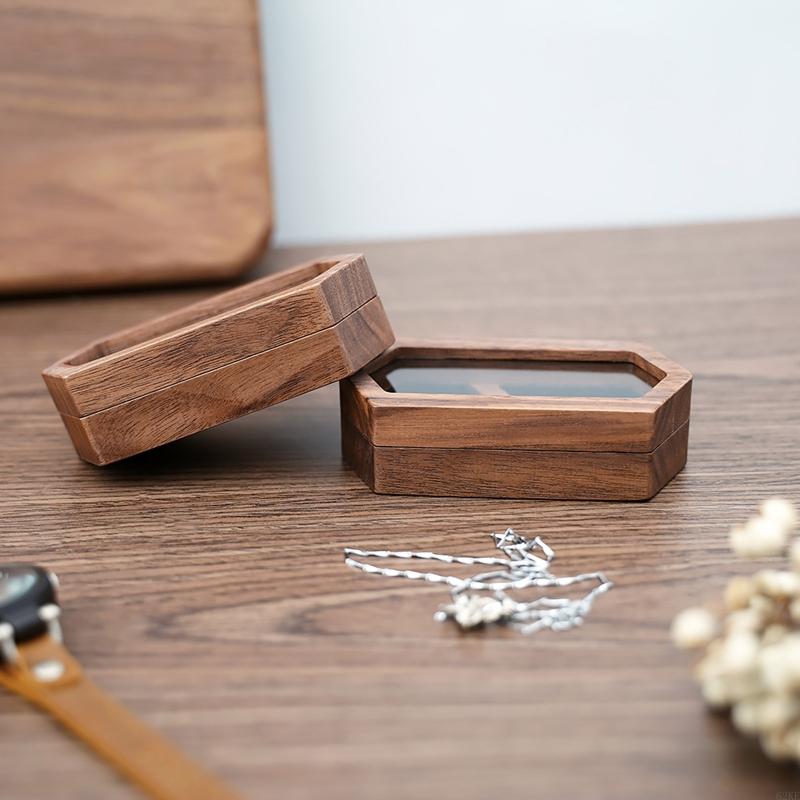 exquisit Walnussholz Ring Kasten Schmuck Organizer Anzeige Ring Aufbewahrungsbox Reise für fallen Schmuck Präsentation Kasten