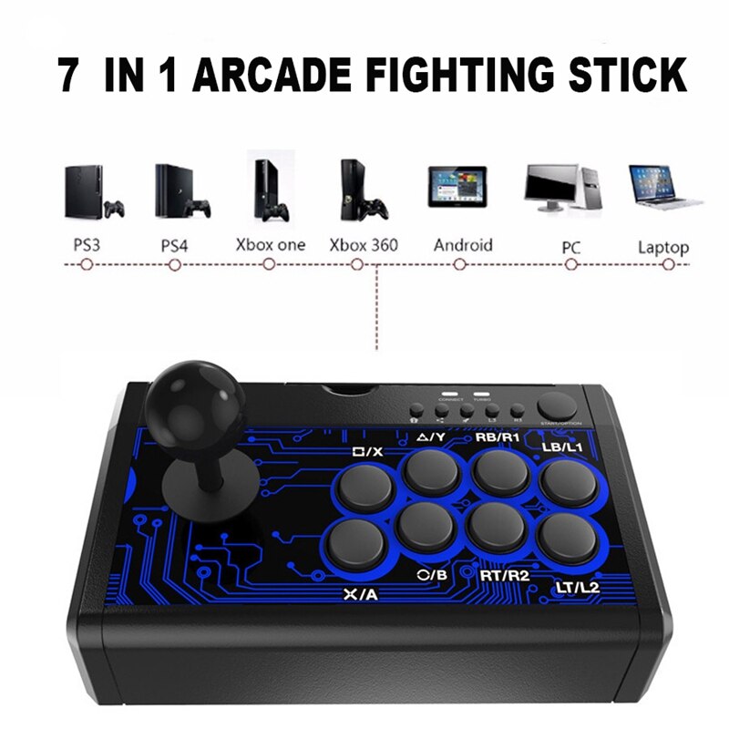 7 In 1 Usb Wired Arcade Fighting Stick Joystick Met Metalen Basis Voor PS4/P3/Pc/Android serie/Een (S)/360 Controller