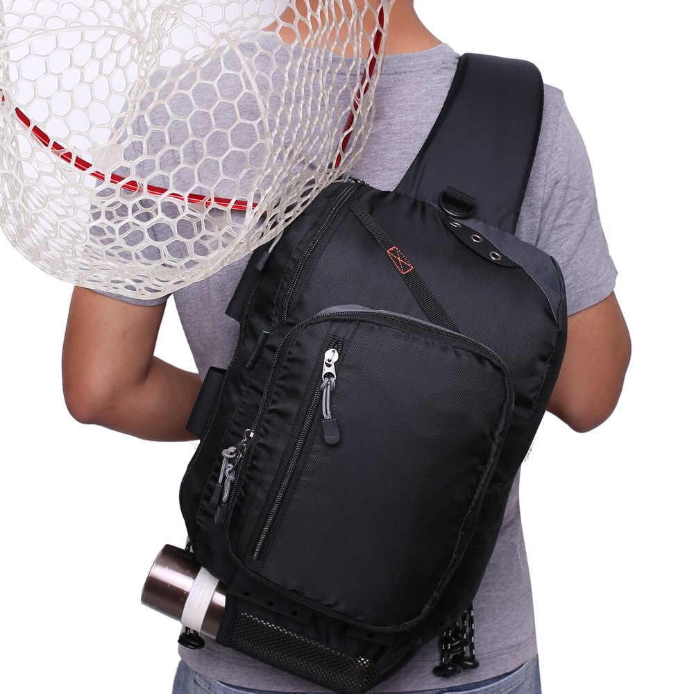 Kylebooker Schwarz Fliege Angeln Schlinge Rucksack Angelgerät Lagerung Brust Pack Schulter Tasche für Frische oder Salzwasser Angeln