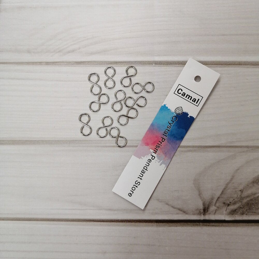 Kamel 100 stk 10 x 5mm uendeligt symbol krom  s 8 lås metalstik krog krystal vedhæng lysekrone del smykker finde