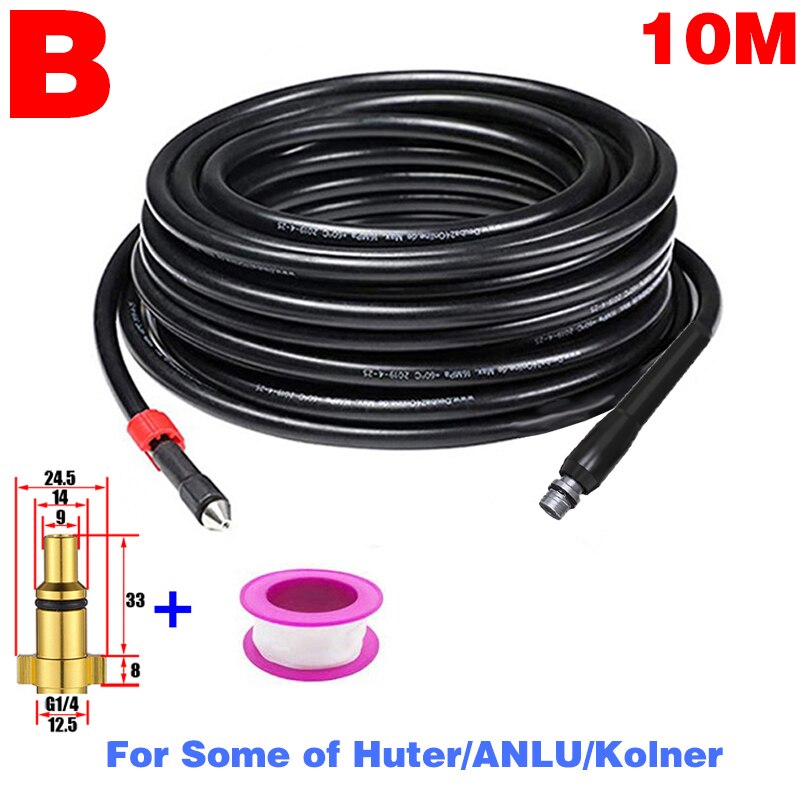 Tuyau de nettoyage de canalisations de furet de ROUE, tuyau d&#39;évacuation d&#39;eau pour Karcher Bosch Nilfisk Parkside, accessoires de lavage: B
